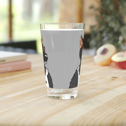 Heart Valentine Black Wolf Cyborg Pint Glass, 16oz