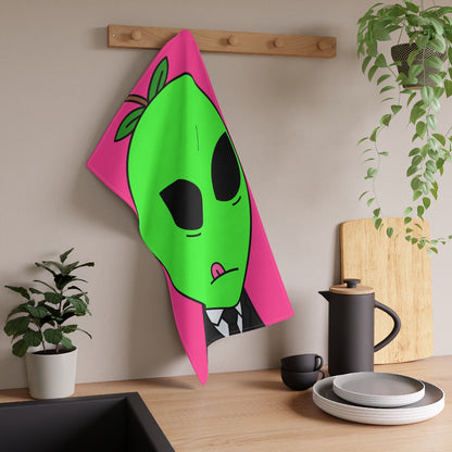 Green Apple Head Tongue Out Black Business Suit Visitor Kitchen Towel