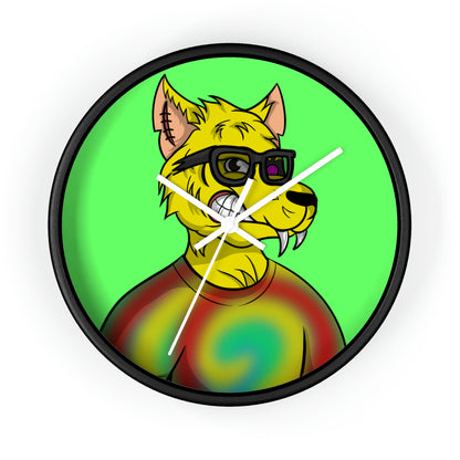 Wolve Cyborg Tie Dye Wolf Shirt Yellow Fur Cool Sun Glasses Wall clock