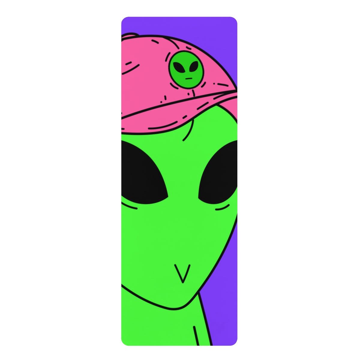 Green Alien V Face Pink Visi hat Visitor Rubber Yoga Mat