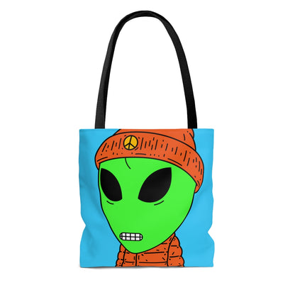 Chaqueta hinchada naranja Dientes digitales Sombrero de paz Visitante Alien AOP Bolsa de tela 