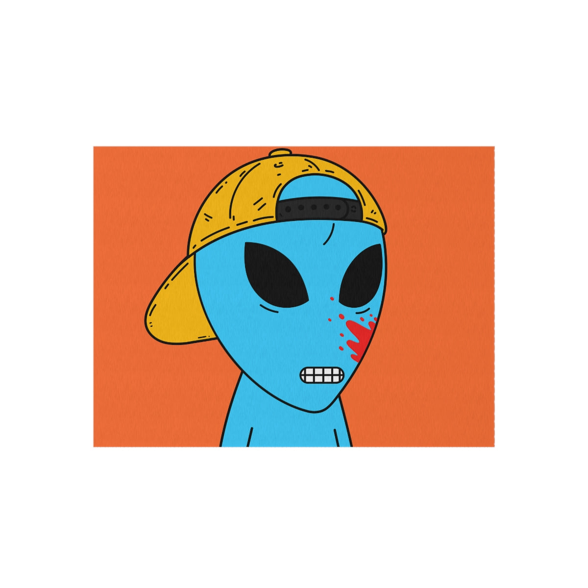 Blue Blood Visitor Alien Cartoon Outdoor Rug