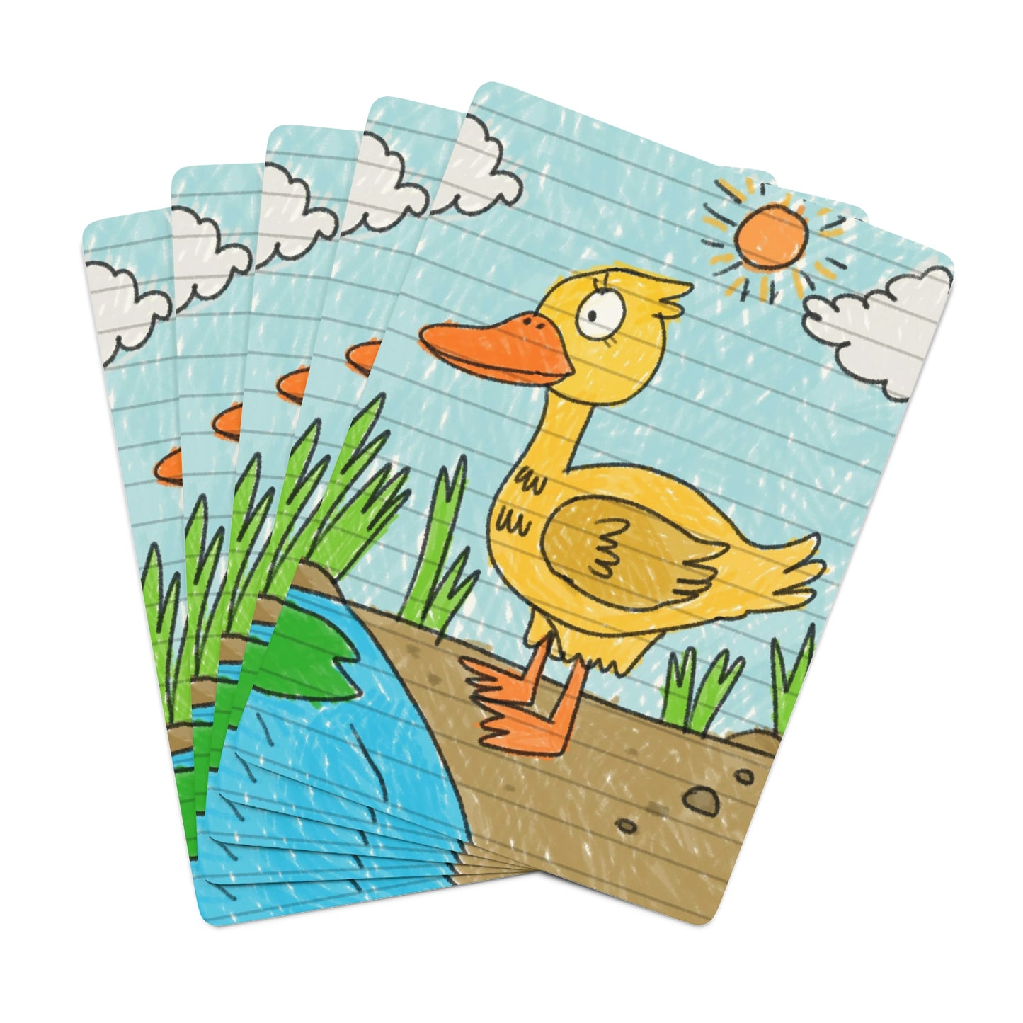 Cartas de póquer personalizadas con estanque de pájaros y pato amarillo