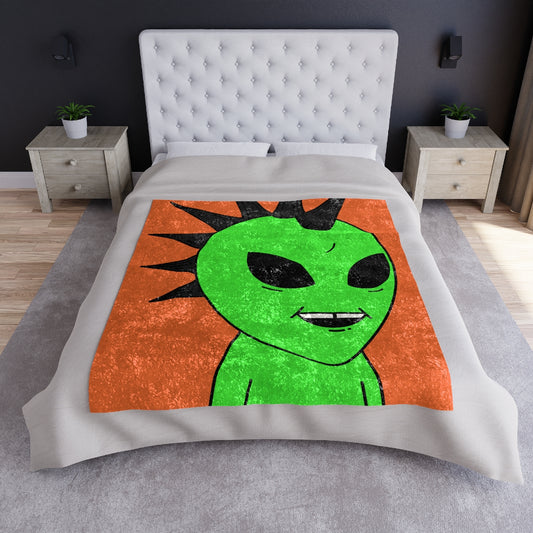 Black Hair Spiked Visitor Alien Crushed Velvet Blanket - Visitor751