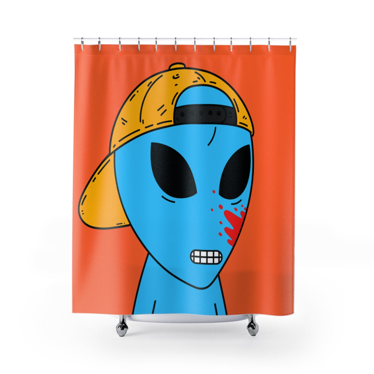 Cortinas de ducha de dibujos animados alienígenas visitantes de sangre azul