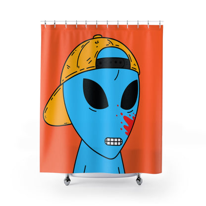 Cortinas de ducha de dibujos animados alienígenas visitantes de sangre azul