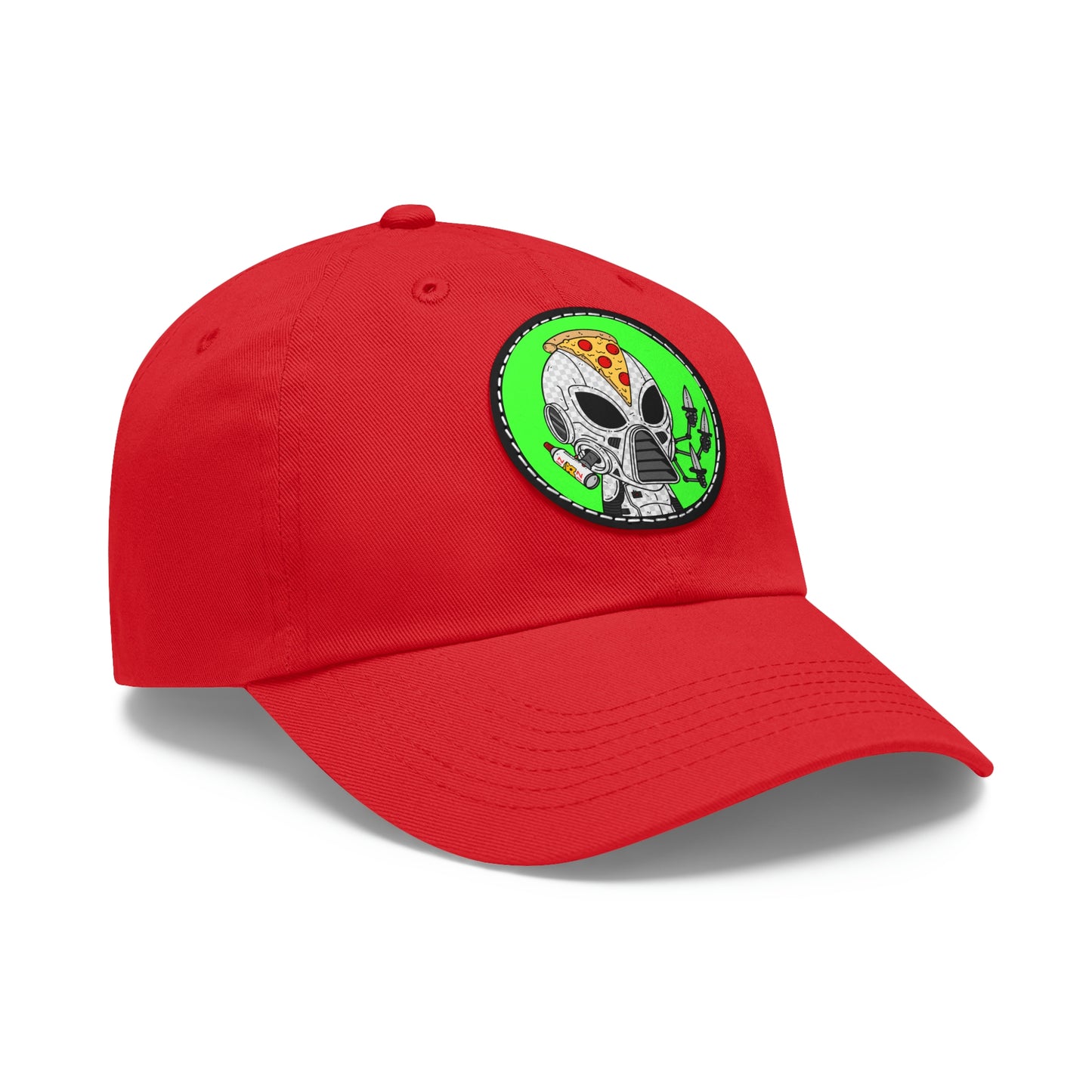 Gorro Pizza Chef Visitor Alien Dad con parche de cuero (redondo)