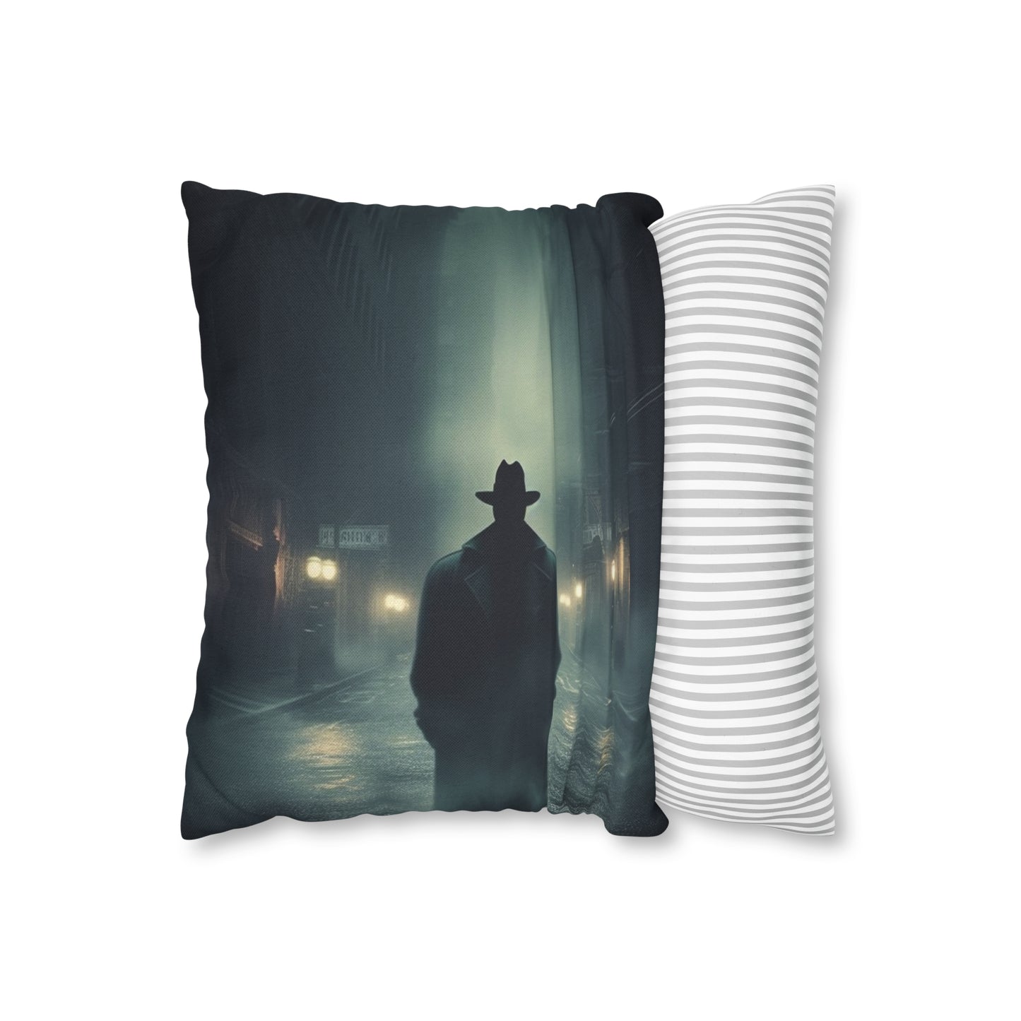 Mystery Detective Alley - Noir Book Cover Artwork Spun Polyester Square Pillow Case