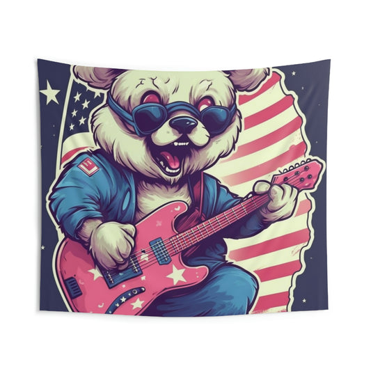 Rock and Roll Independence: Patriotism Patriotic Bear's Guitar Indoor Wall Tapestries