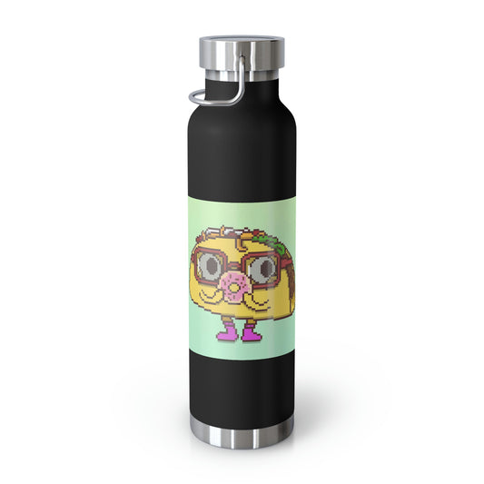 Donut Cartoon Taco Botella aislada al vacío de cobre, 22 oz