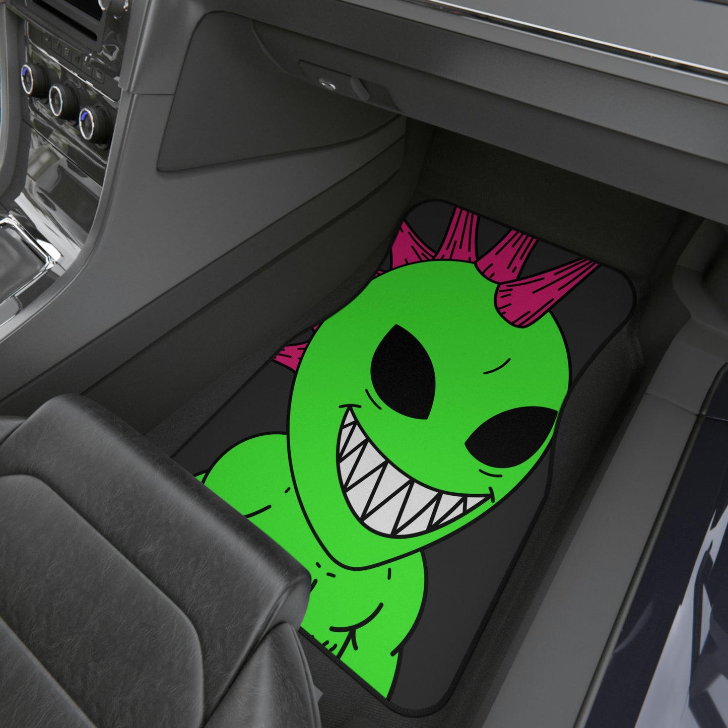 Spiked Pink Hair Muscle Alien Visitor Car Mats (2x Front)