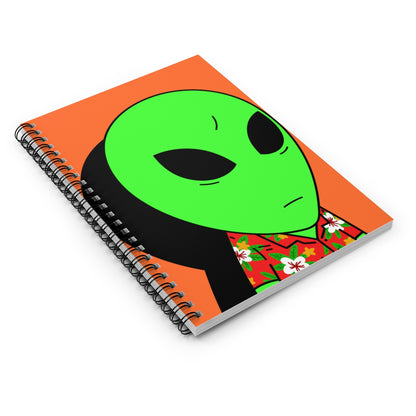 Hawaiian Shirt Green Alien Shadow Visitor Spiral Notebook - Ruled Line