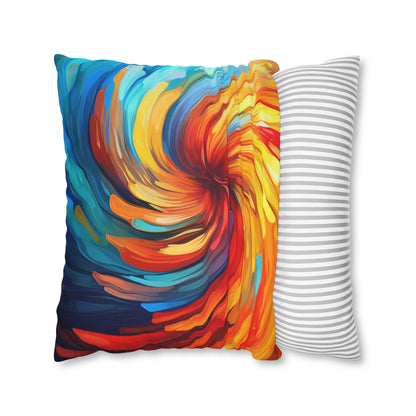 Vibrant Swirling Abstract Art - Unique and Colorful Spun Polyester Square Pillow Case