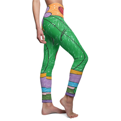 Desert Cactus Sumo Wrestler Graphic Women's Cut & Sew Casual Leggings