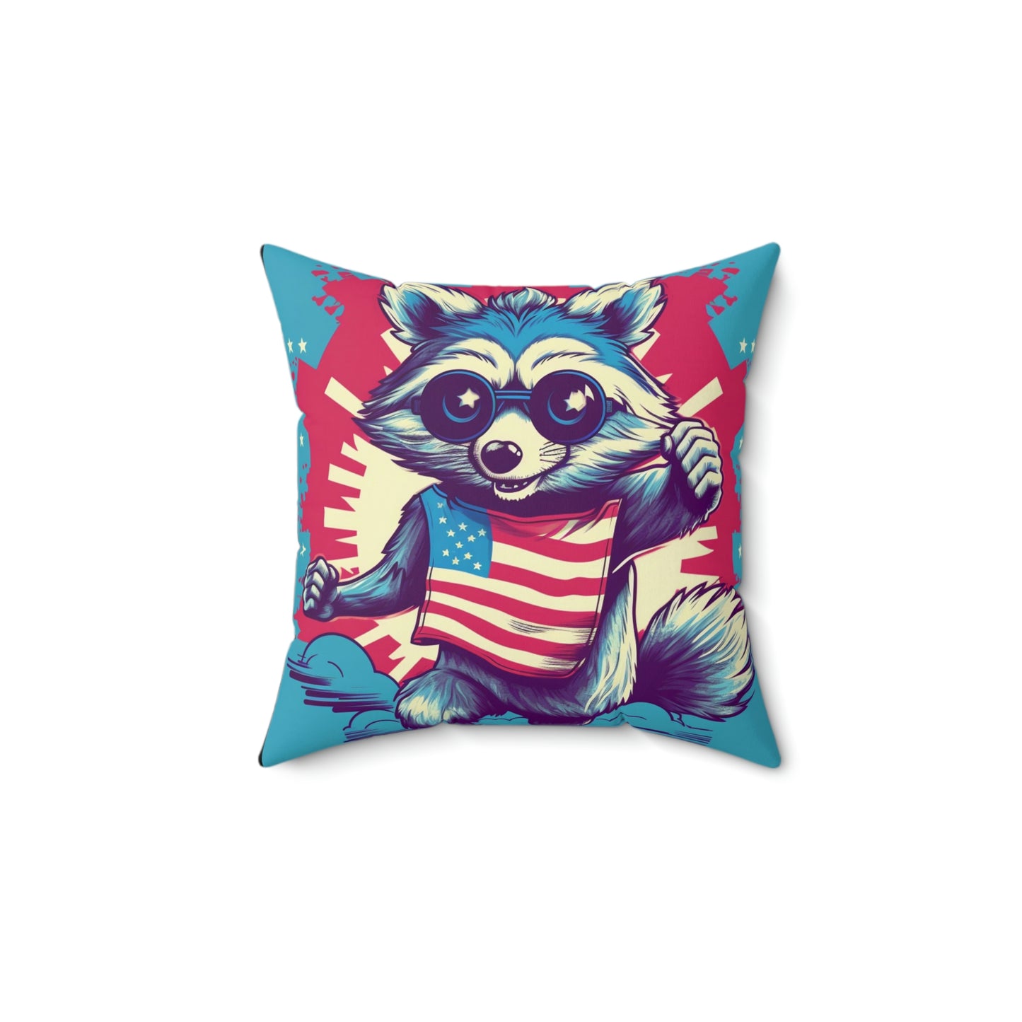 American Great Raccoon USA Classic Graphic Spun Polyester Square Pillow