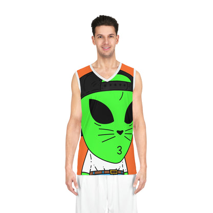 Cat Whiskers Visitor Green Alien Basketball Jersey (AOP)