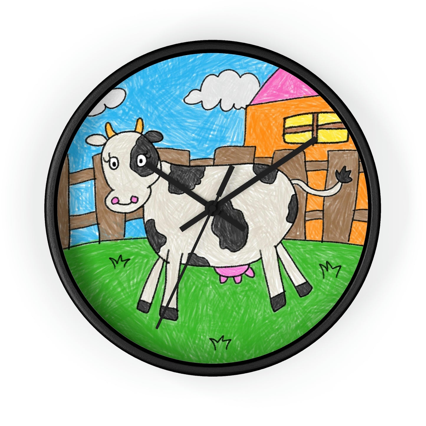 Cow Moo Farm Barn Animal Character Wall clock