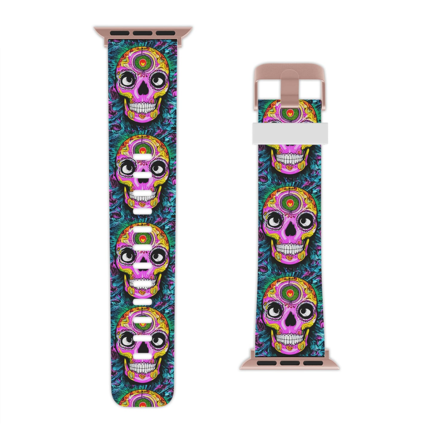 Trippy psychedelic Skull Skeleton Head Face Watch Band for Apple Watch