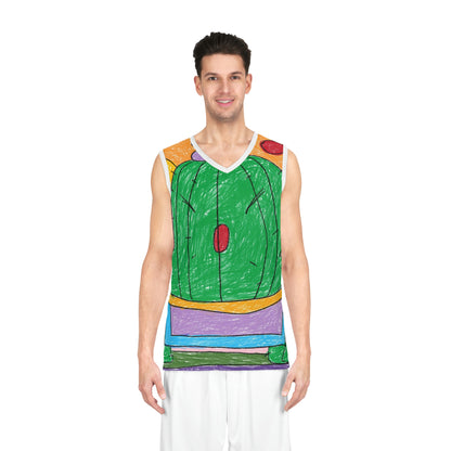 Desert Cactus Sumo Wrestler Graphic Basketball Jersey (AOP)