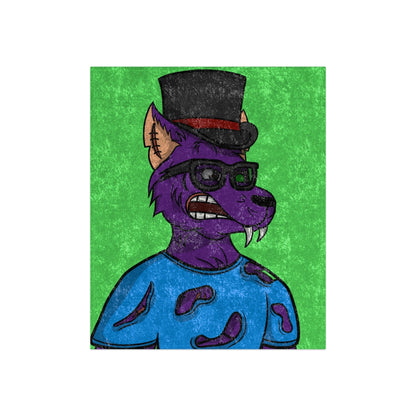 Top Hat Wolf Purple Fur Blue Shirt Cyborg Wolve Crushed Velvet Blanket