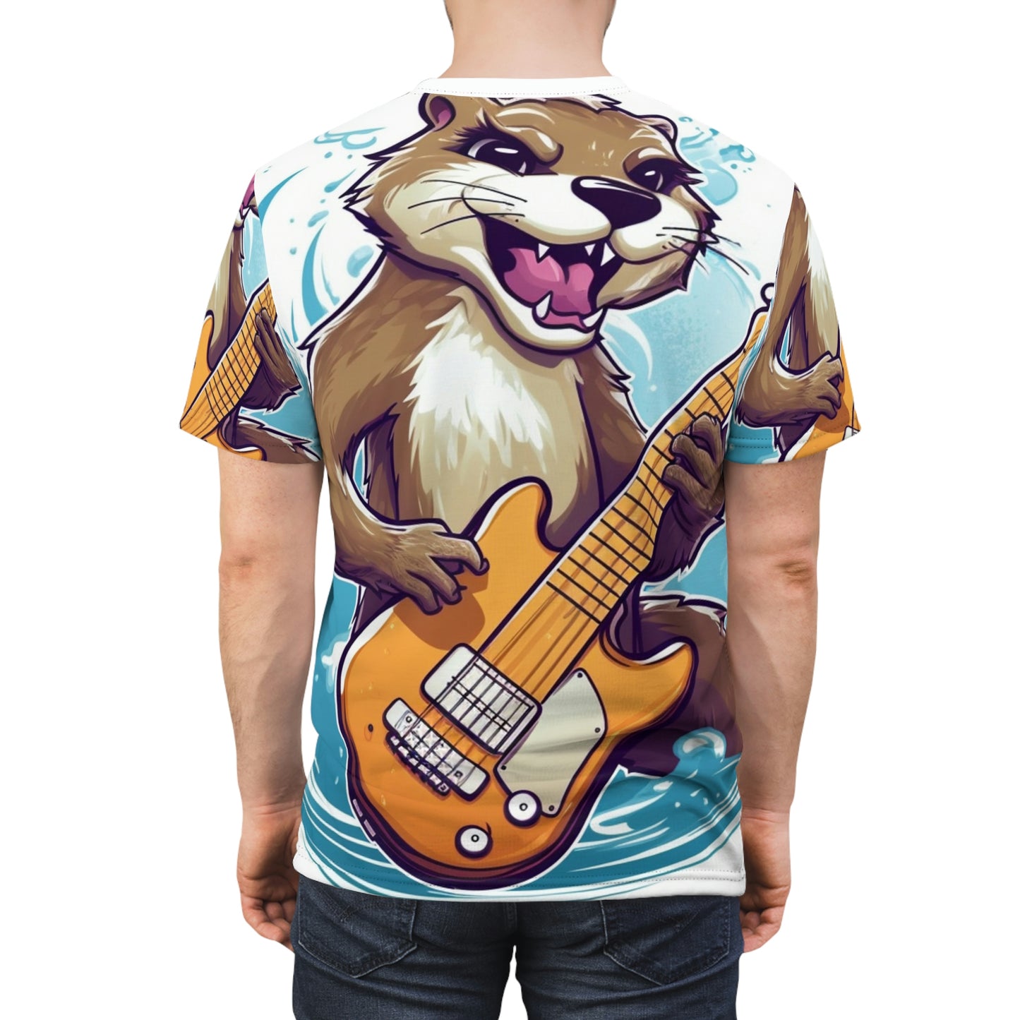 Otter Guitar Music Player Furry Animal Graphic Unisex Cut & Sew Tee (AOP)