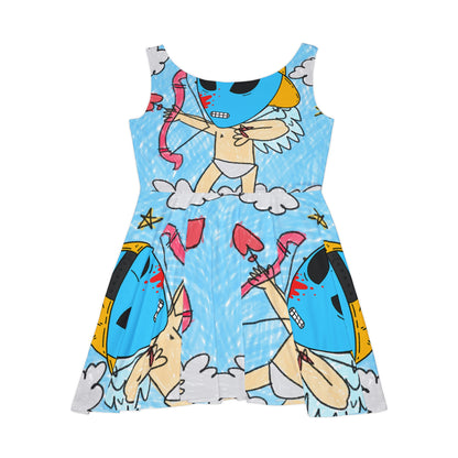 Valentine Arrow Heart Love Visitor Blue Blood Alien Women's Skater Dress