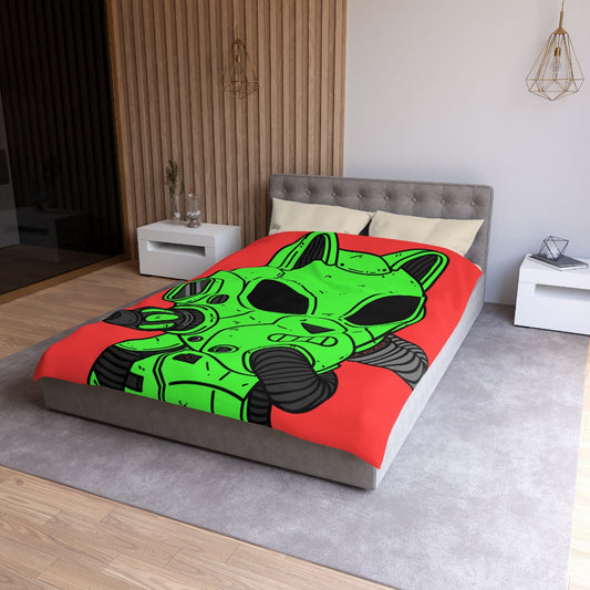 Cat Ears Armored Green Future Alien Cyborg Machine Visitor Microfiber Duvet Cover