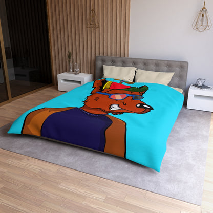 Cyborg Wolf Propeller Hat Orange Fur Color Sunglasses Long Sleeve Microfiber Duvet Cover