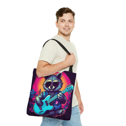 Raccoon Musician Art - Rock Star Guitarist Furry Animal Tote Bag (AOP)