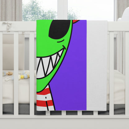 Alien Character Cartoon Big Smile Soft Fleece Baby Blanket