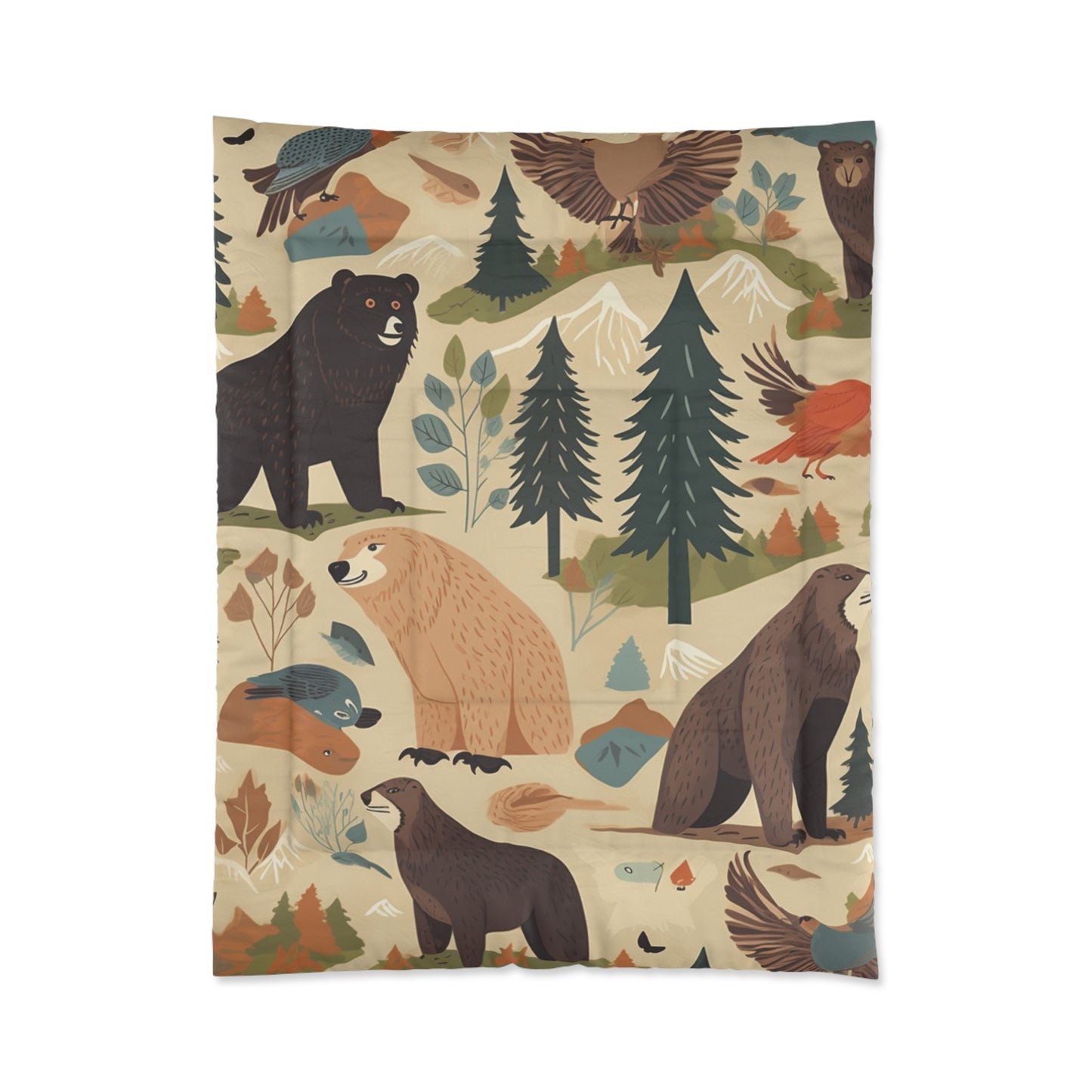 U.S. Wilderness Inspired: Grizzly Bears, Animals Pattern Comforter