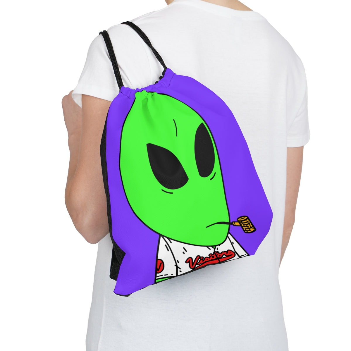 Visi Jersey Green Alien Pipe Mouth Visitor Outdoor Drawstring Bag