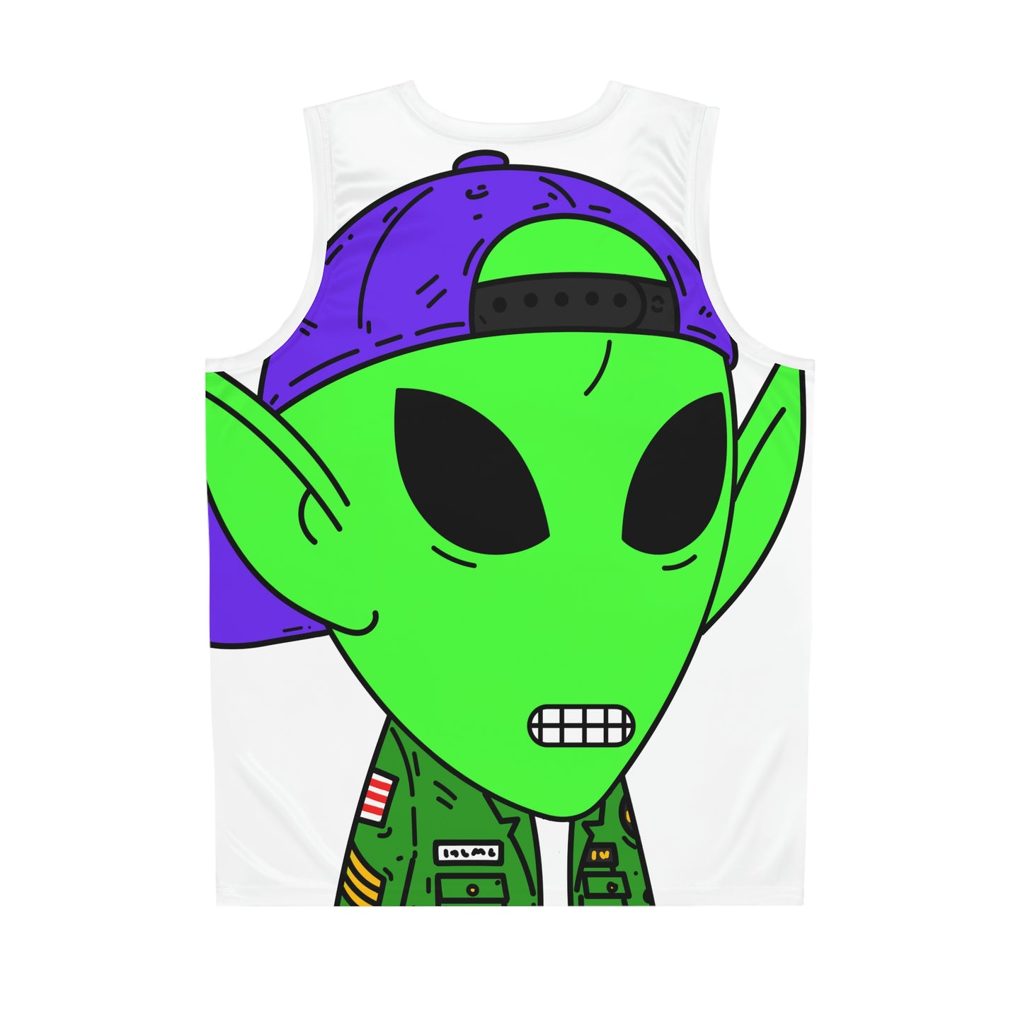 Green Military Army Jacket pointy ear Visitor Alien Basketball Jersey (AOP)