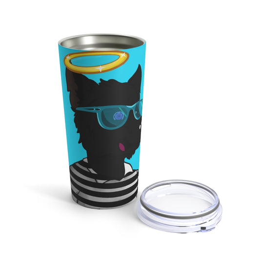 Cyborg Wolve Angel Halo Striped Shirt Glasses Wolf Tumbler 20oz