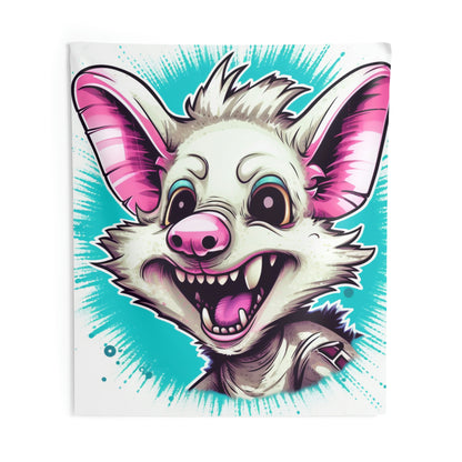 Animated Opossum Retro Anime Fun Graphic Indoor Wall Tapestries