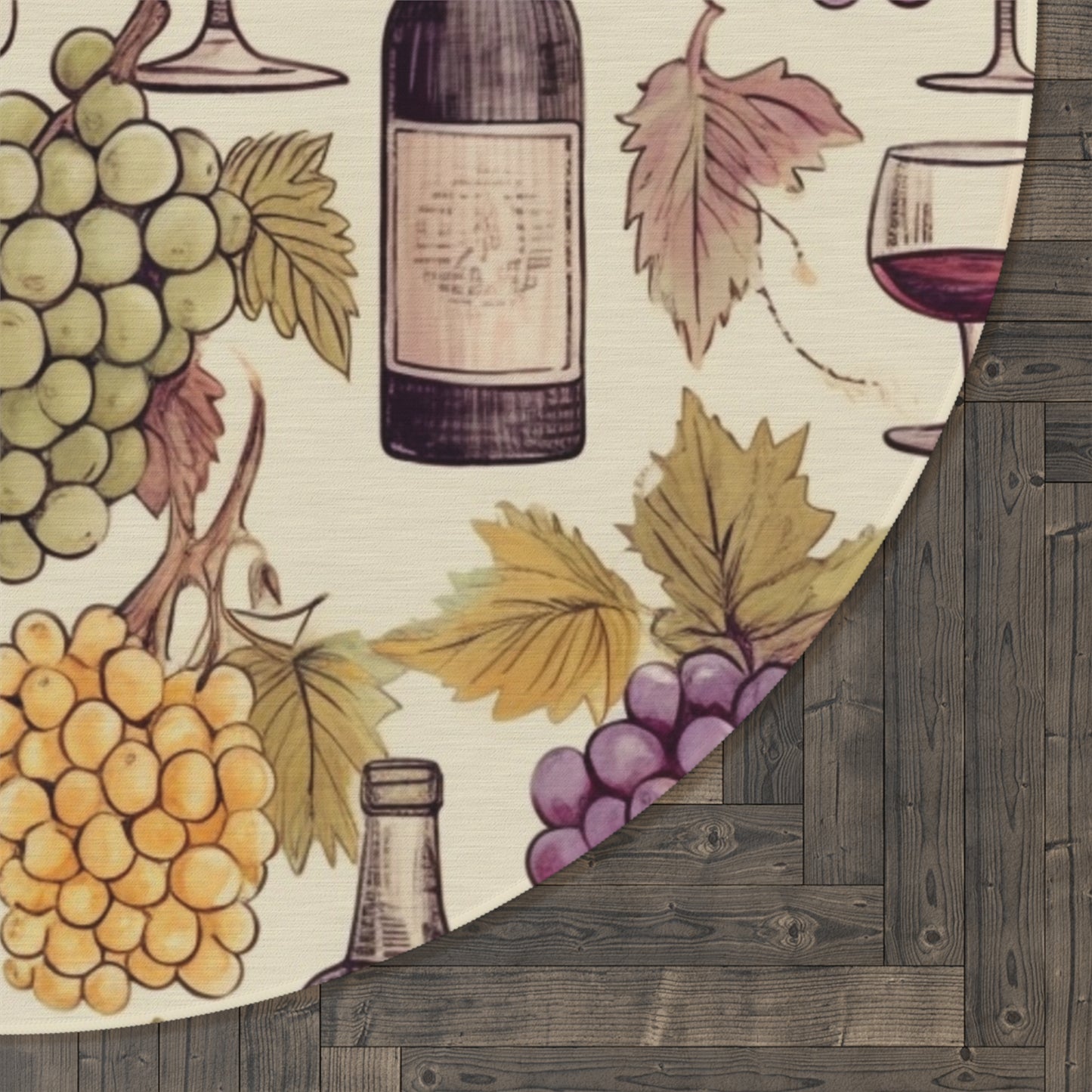 Wine Lovers Theme: Varieties of Wine, Grapes & Vineyards Design Round Rug