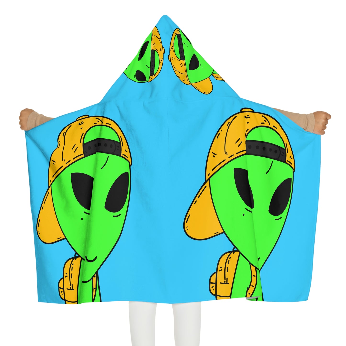 Backpacker Alien Visitor Round Youth Hooded Towel