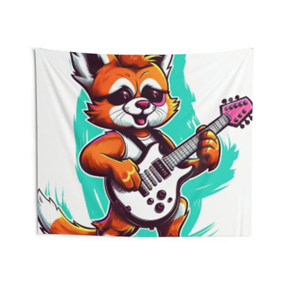 Red Panda Musician Guitarist Graphic Indoor Wall Tapestries