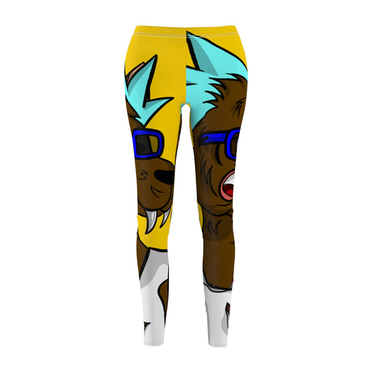 Spiky Blue Hair Cartoon Werewolve Wolf Women's Cut & Sew Casual Leggings