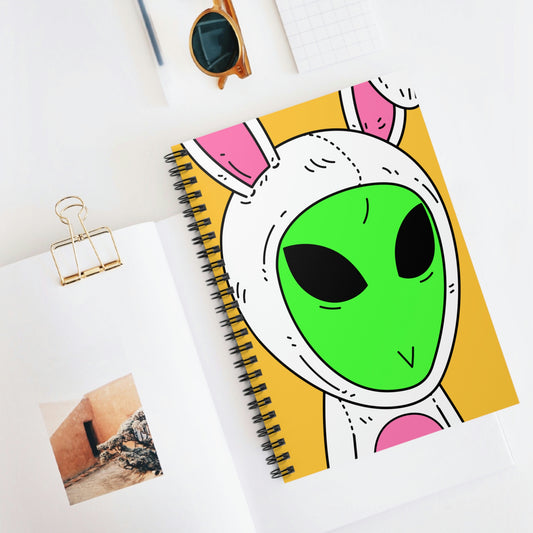 Bunny Easter Rabbit Alien Visitor Spiral Notebook - Ruled Line