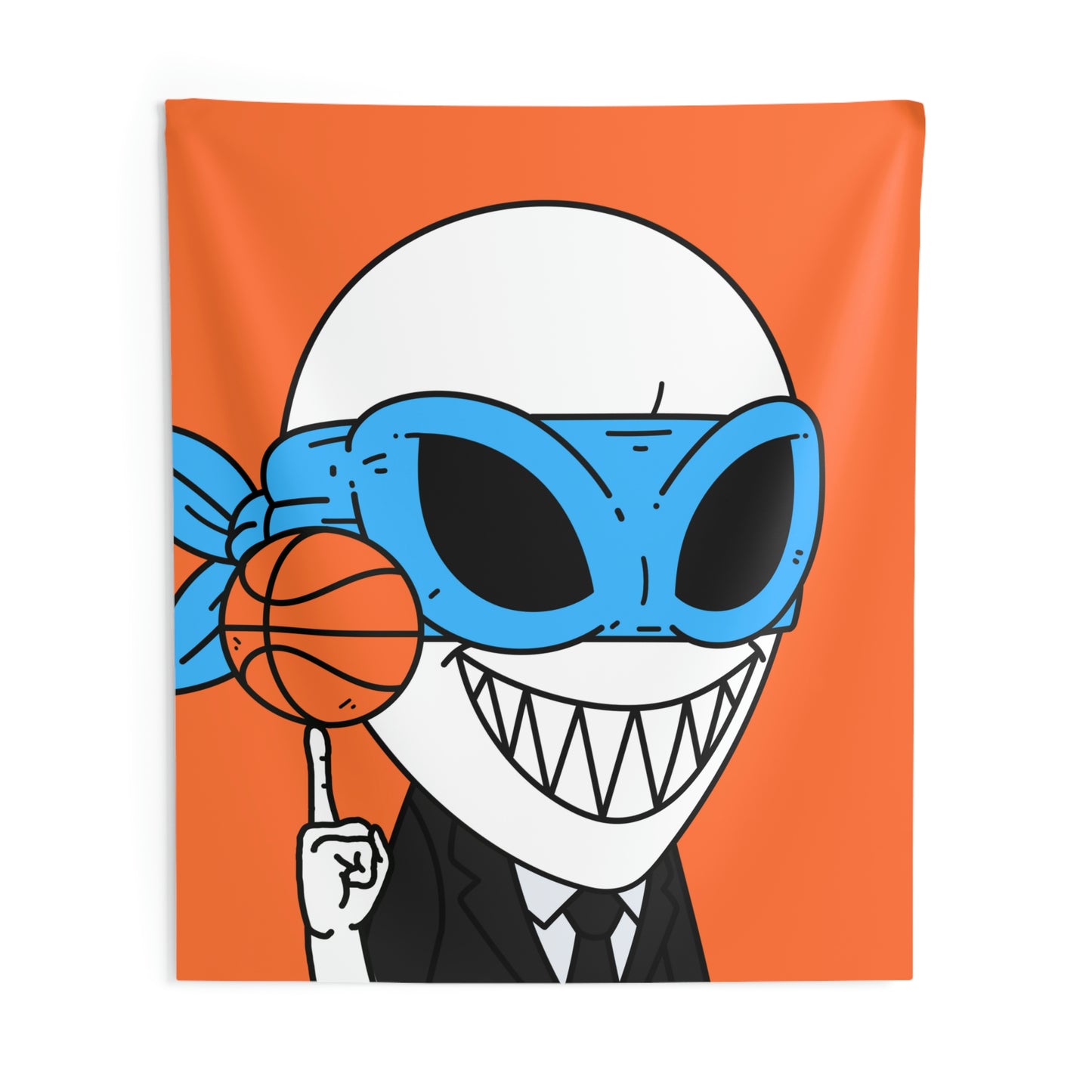 Alien BBall Sport Ninja Mask Orange Basketball Indoor Wall Tapestries