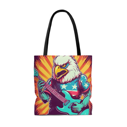 American Bald Eagle Musician Guitarist Graphic Tote Bag (AOP)