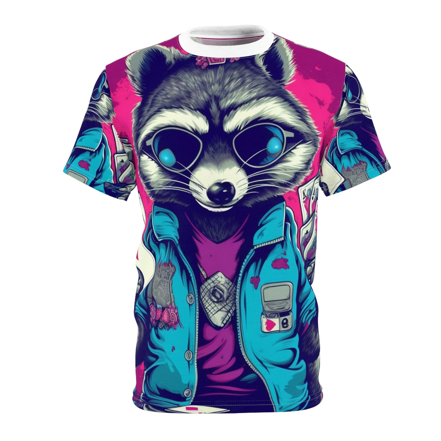 Raccoon Poker Card Player Furry Champion Unisex Cut & Sew Tee (AOP)