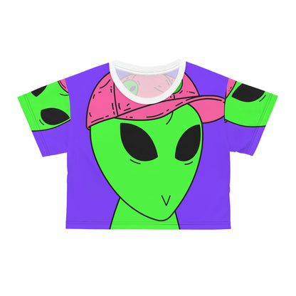 Camiseta corta alienígena verde visitante de Visi Hat (AOP) 