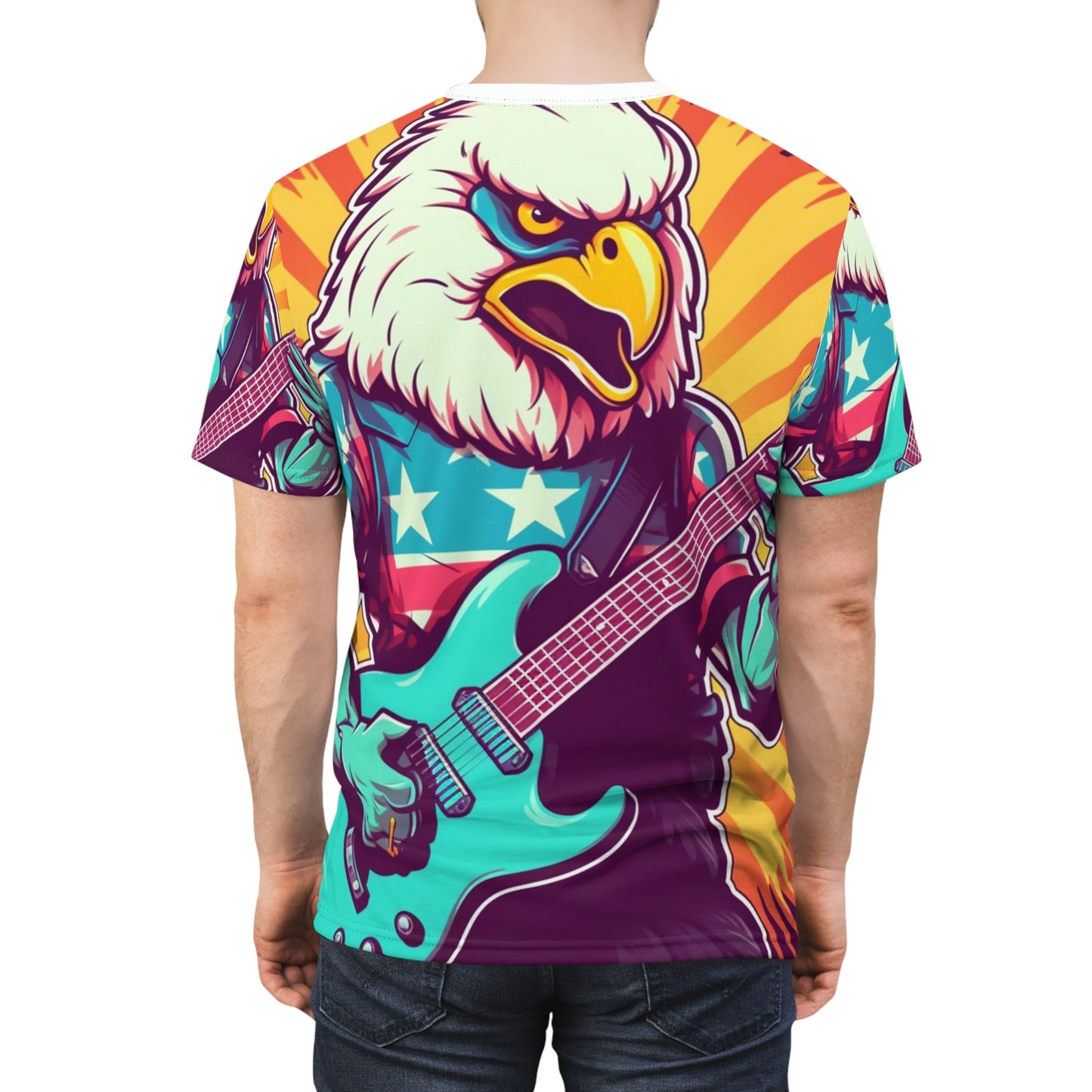 American Bald Eagle Músico Guitarrista Gráfico Unisex Cut &amp; Sew Tee (AOP) 