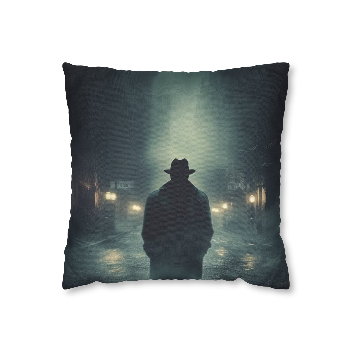 Mystery Detective Alley - Noir Book Cover Artwork Spun Polyester Square Pillow Case