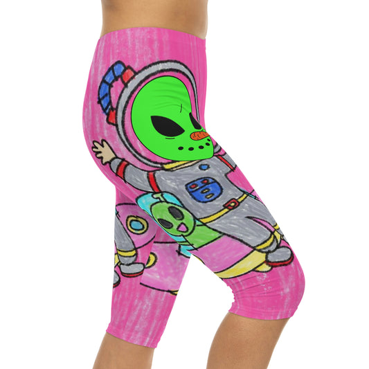 Leggings capri para mujer Veggie Visi Alien Vegetal Visitante UFO (AOP) 