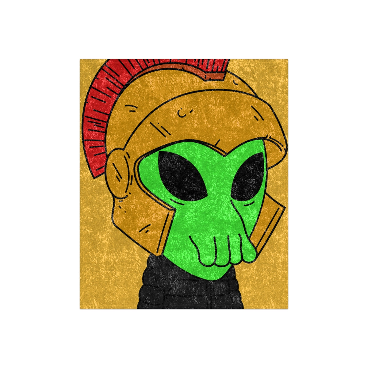 Green Spartan Helmet Alien Squid Mouth Visitor Crushed Velvet Blanket