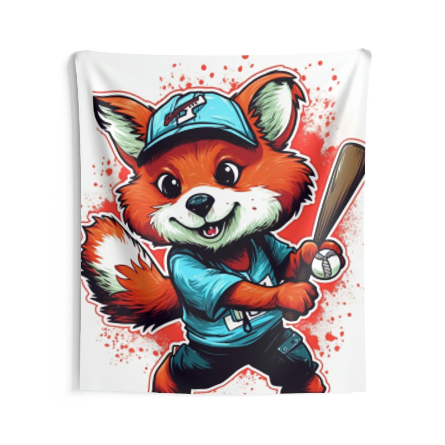 Red Panda Baseball Sport Athletic Graphic Indoor Wall Tapestries