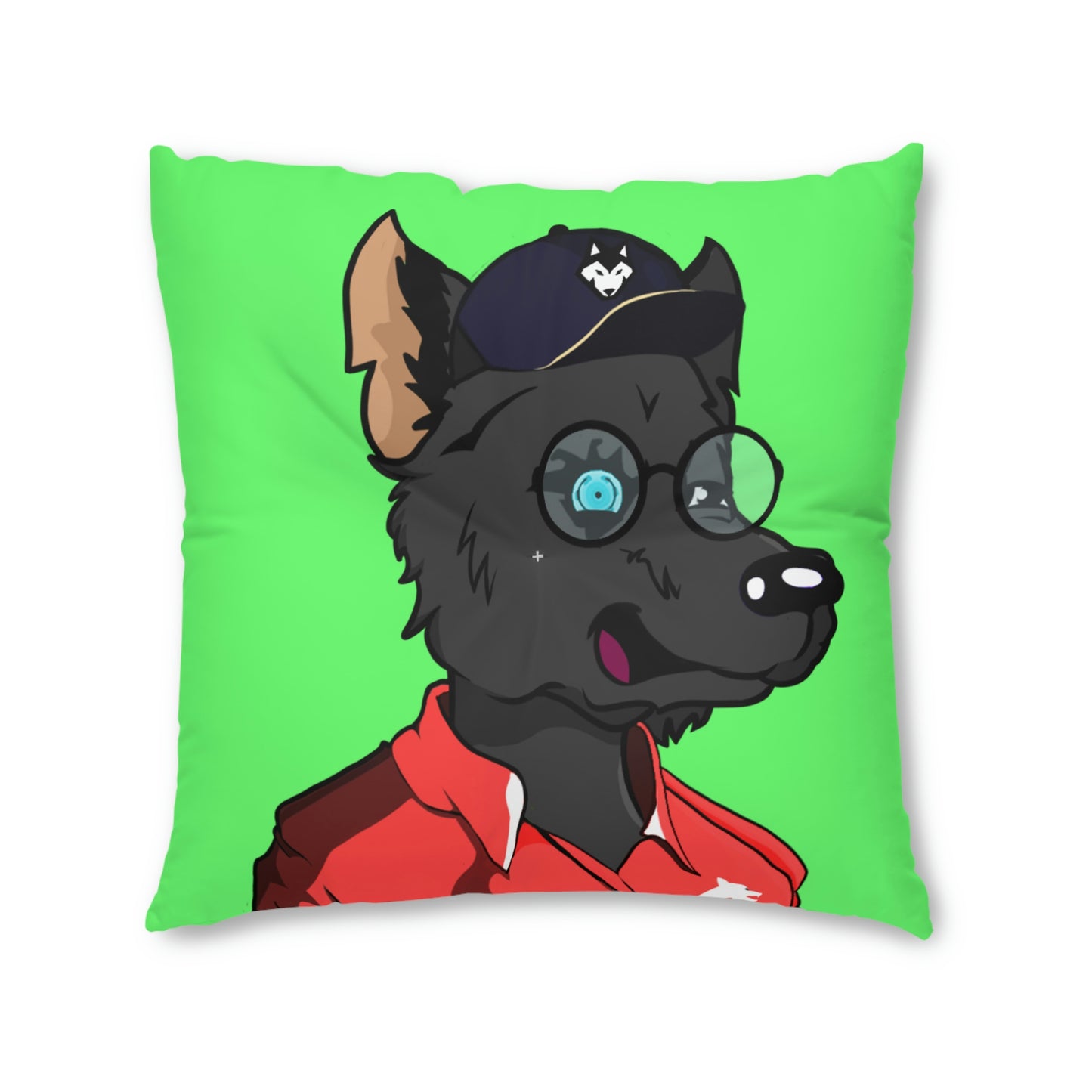 Cyborg Wolf Pack Red Sport Jacket Wolve Tufted Floor Pillow, Square